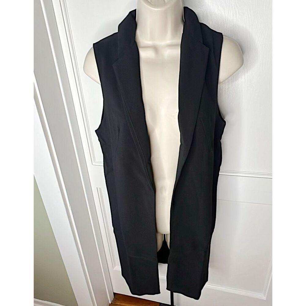 Krisa Tunic Long Open Front Vest Black Nwt Size XS